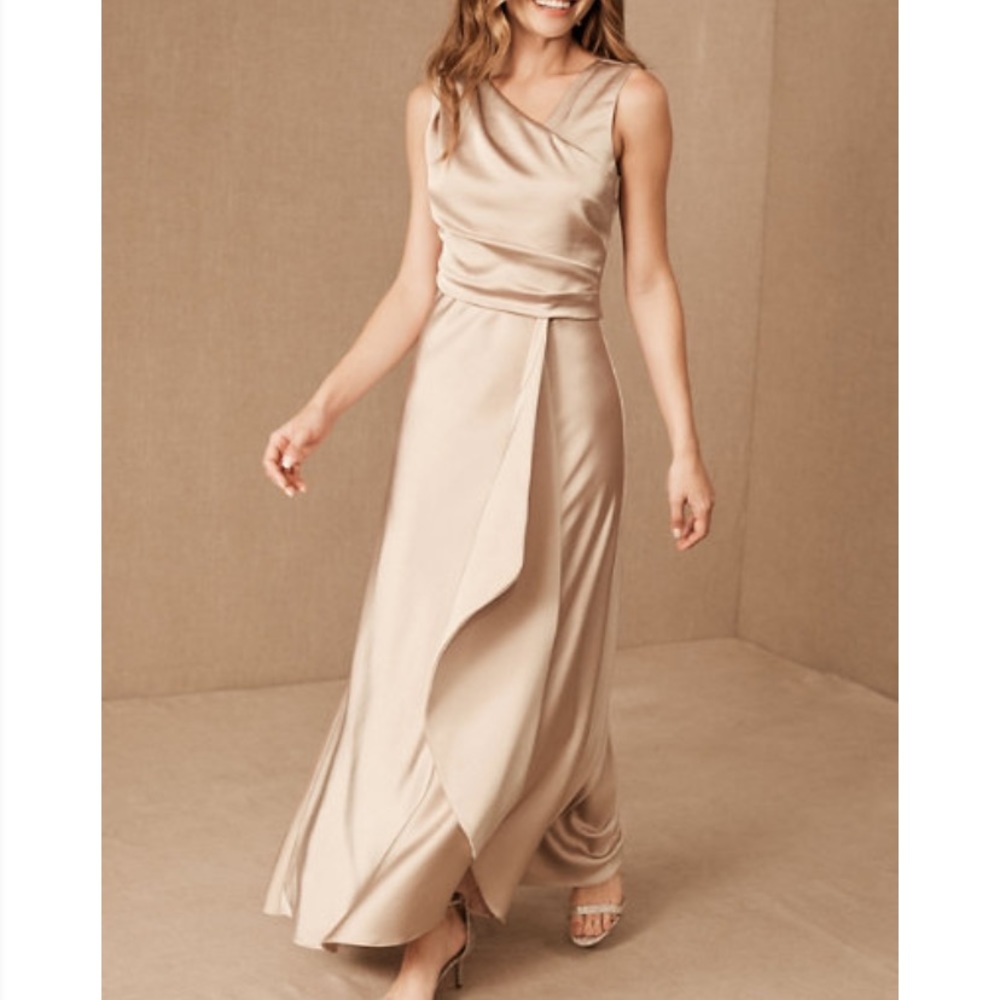 BHLDN Espen Satin Dress in Oyster, size 2